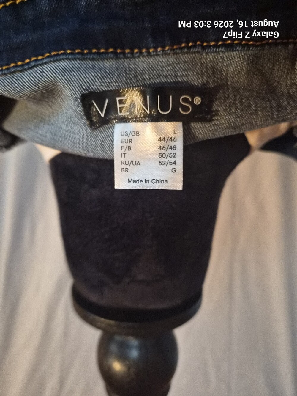 Venus Dark Blue Denim Peplum Zip-Belt Jacket Sz Large Nwt - Picture 6 of 9